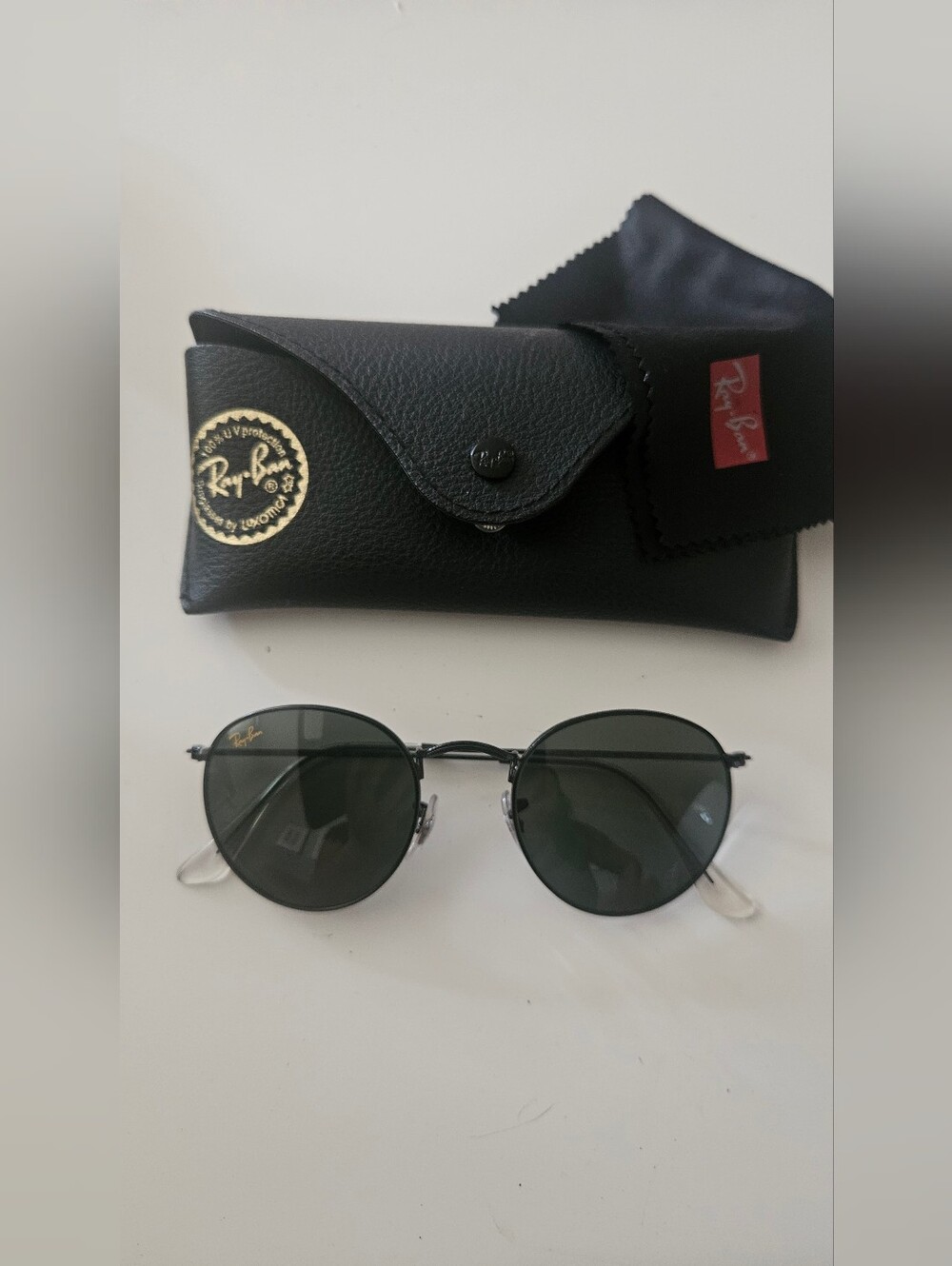 Ray-Ban Men’s Round Metal Sunglasses - Black Frame, Green Lenses